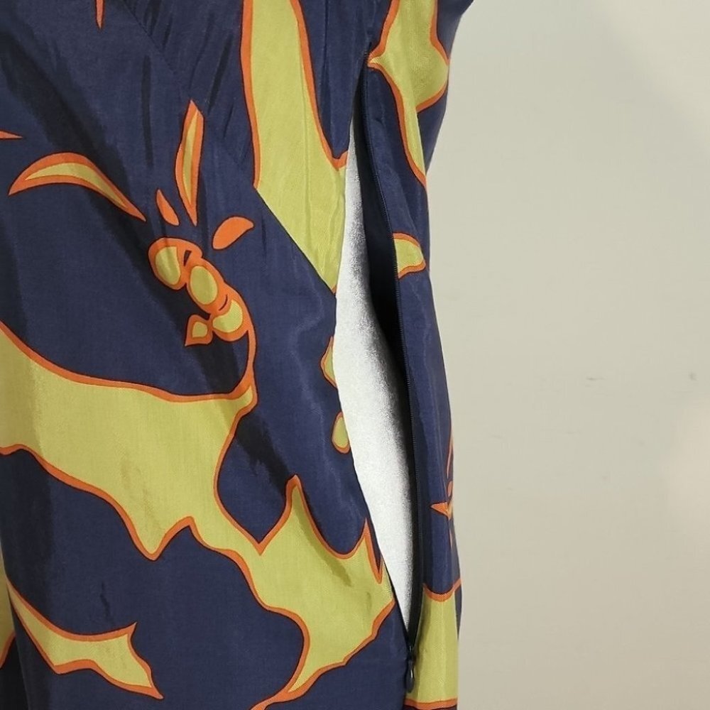 LOFT by Ann Taylor Blue Green Floral Mini Round Neck Mini Shirt Dress 4 T20 - Picture 9 of 10